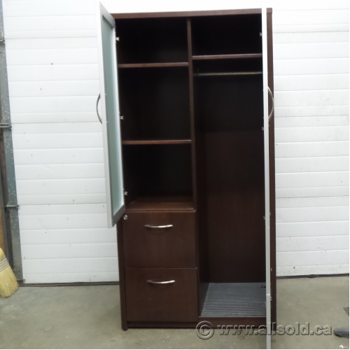 Mahogany Glass Front Wardrobe / Storage Locking Allsold.ca